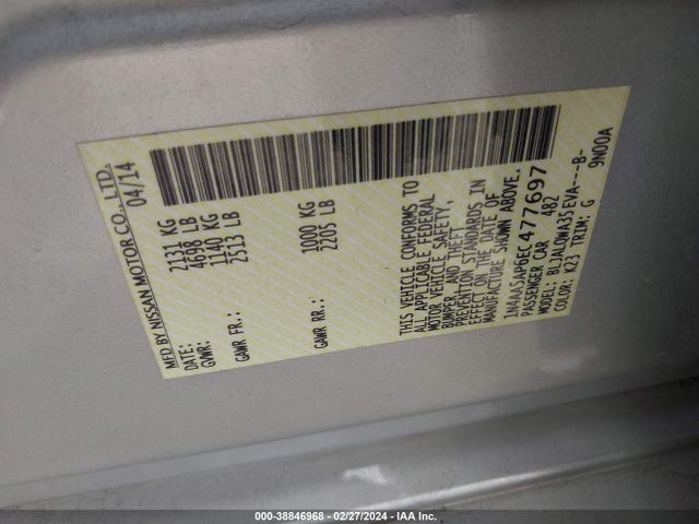 Nissan Maxima 3.5 S/3.5 Sv 2014 1N4AA5AP6EC477697 Image 9