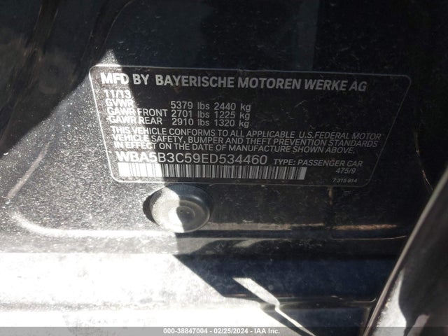 BMW 535i Xdrive 2014 WBA5B3C59ED534460 Image 9