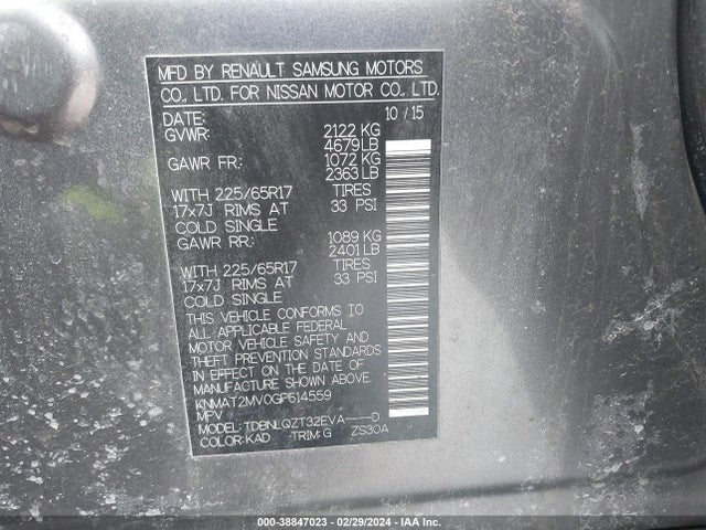 Nissan ROGUE SV 2016 KNMAT2MV0GP614559 Image 9