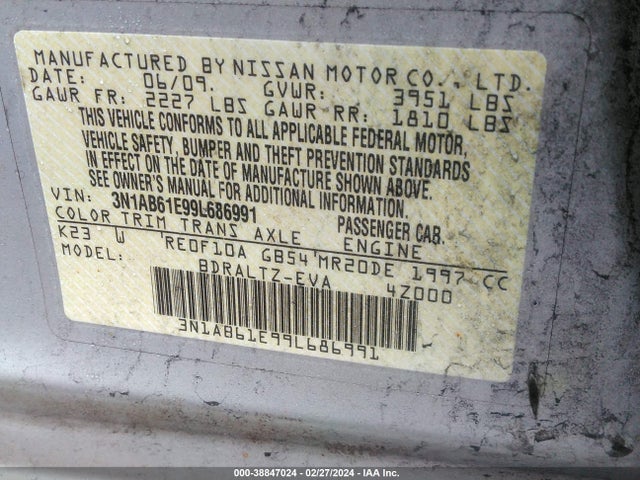 2009 NISSAN SENTRA 2.0S VIN: 3N1AB61E99L686991