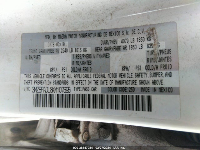 Mazda Mazda3 Preferred Package 2019 3MZBPADL8KM107695 Image 9
