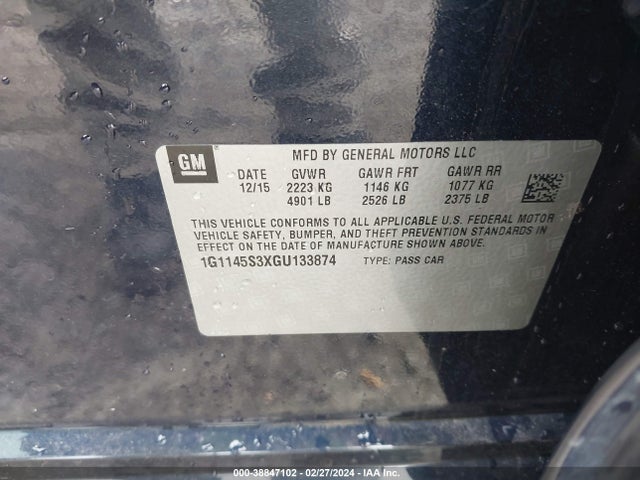 Chevrolet IMPALA 2LZ 2016 1G1145S3XGU133874 Image 9