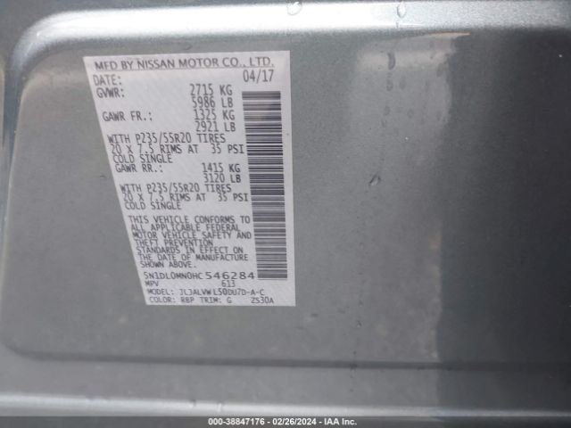 5N1DL0MN0HC546284 Infiniti QX60