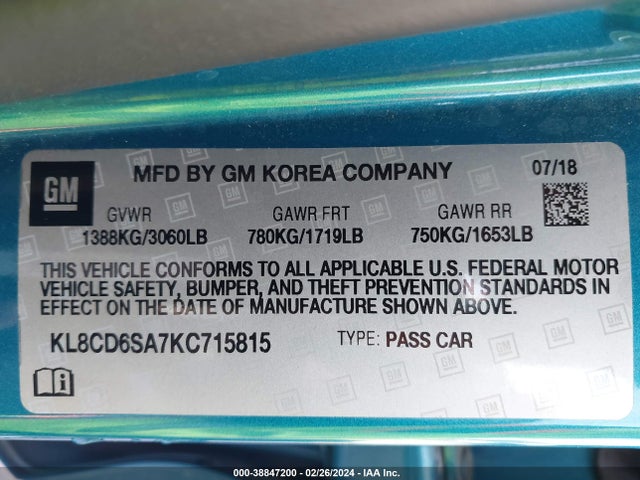 Chevrolet Spark 1lt Cvt 2019 KL8CD6SA7KC715815 Image 9