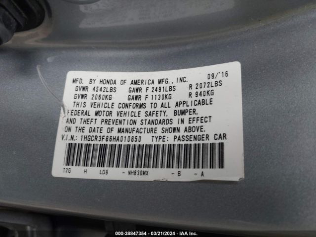 1HGCR3F86HA010850 Honda Accord Ex-l V6