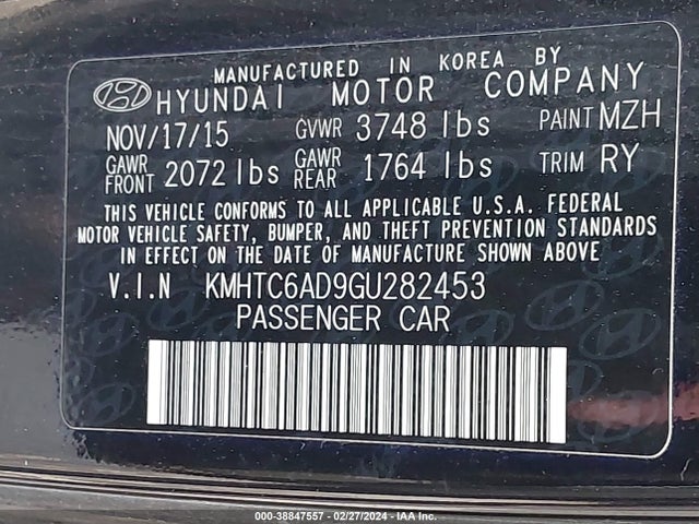 Hyundai VELOSTER 2016 KMHTC6AD9GU282453 Image 9