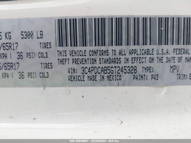 Dodge JOURNEY SE 2016 3C4PDCAB5GT245328 Image 9