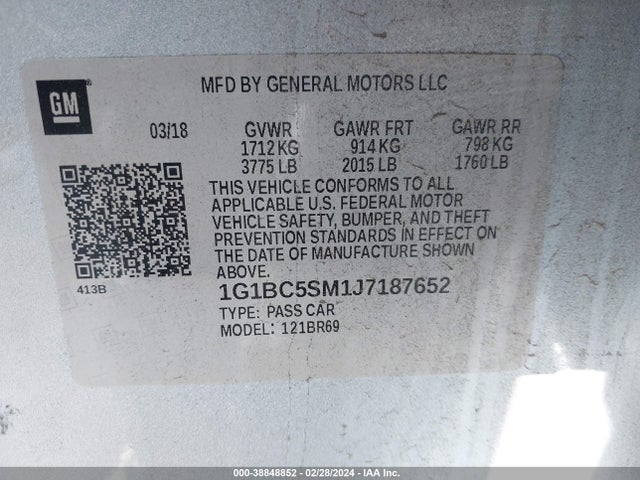 Chevrolet Cruze Ls Auto 2018 1G1BC5SM1J7187652 Image 9
