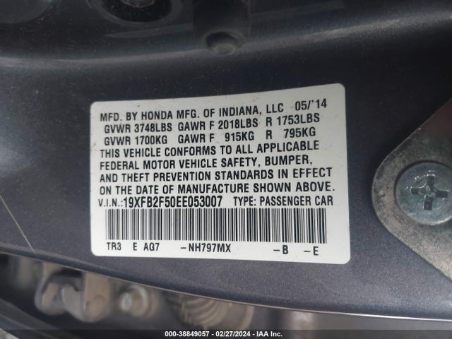 Honda Civic Lx 2014 19XFB2F50EE053007 Image 9