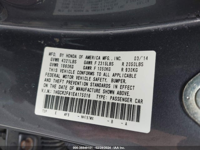 Honda Accord Ex-l 2014 1HGCR2F81EA175016 Image 9