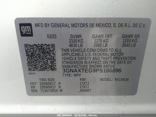 Chevrolet Equinox Awd 2fl 2023 3GNAXTEG9PS186896 Image 9