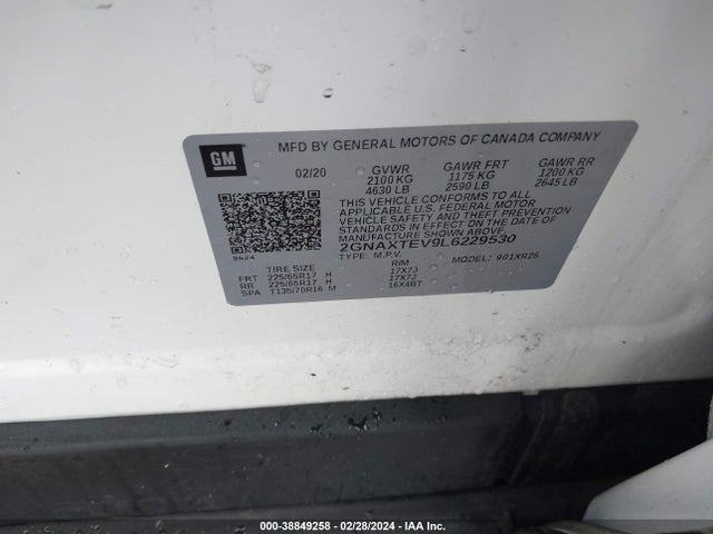 Chevrolet Equinox Awd 2fl 2020 2GNAXTEV9L6229530 Image 9