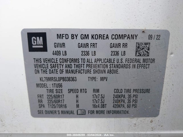 Chevrolet Trailblazer Awd Lt 2023 KL79MRSL0PB038363 Image 9