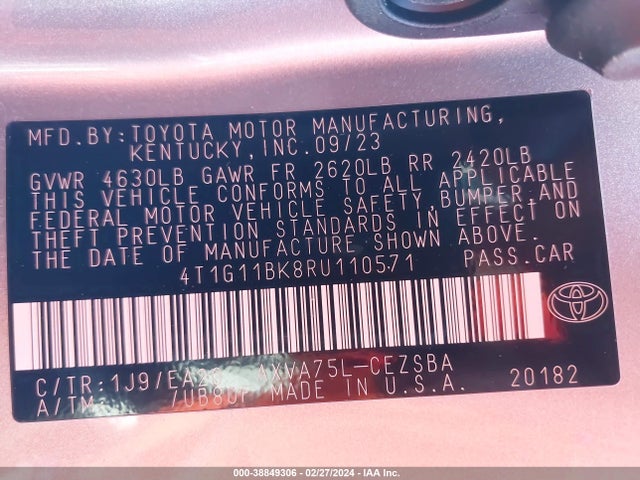 Toyota CAMRY SE 2024 4T1G11BK8RU110571 Image 9