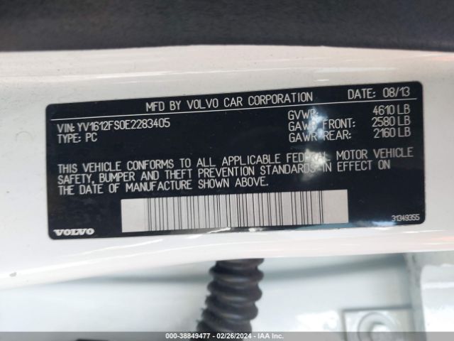 YV1612FS0E2283405 Volvo S60 T5/t5 Platinum/t5 Premier/t5 Premier Plus