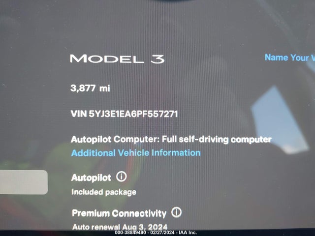 5YJ3E1EA6PF557271 Tesla Model 3 Rear-wheel Drive