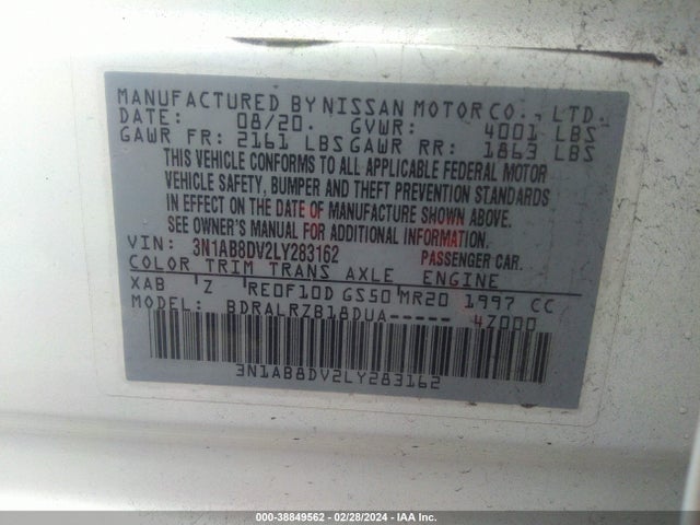 Nissan Sentra Sr Xtronic Cvt 2020 3N1AB8DV2LY283162 Image 9