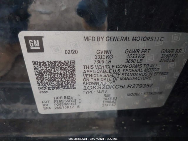 GMC Yukon 4wd Slt 2020 1GKS2BKC5LR279357 Image 9