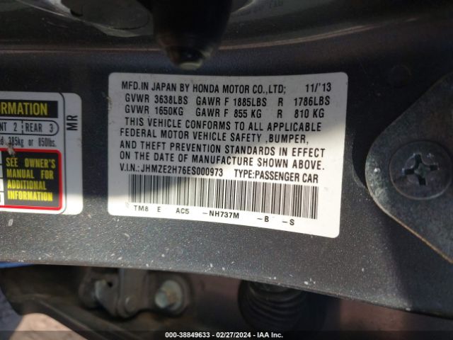 JHMZE2H76ES000973 Honda INSIGHT EX