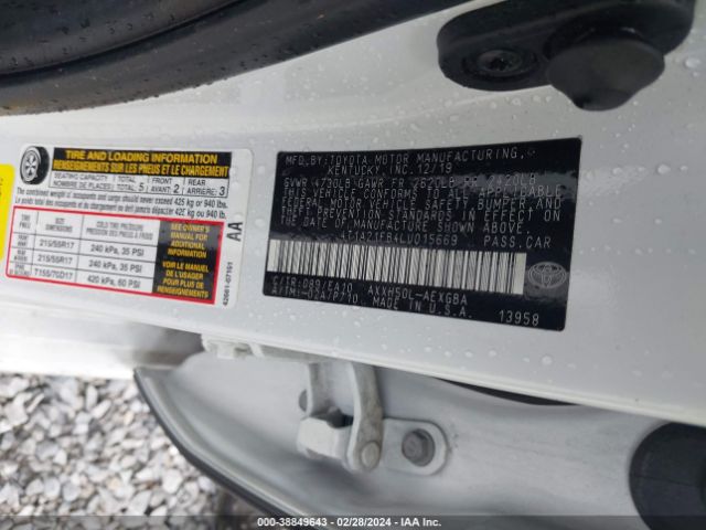 4T1A21FB4LU015669 Toyota Avalon Hybrid Xle