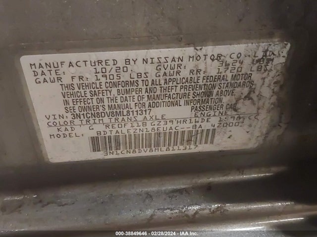 Nissan Versa S Xtronic Cvt 2021 3N1CN8DV8ML811317 Image 9