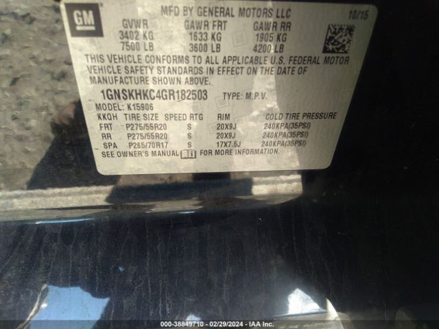 1GNSKHKC4GR182503 Chevrolet Suburban Lt