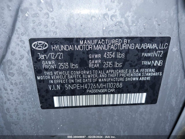 Hyundai Sonata Limited 2021 5NPEH4J26MH110288 Image 9