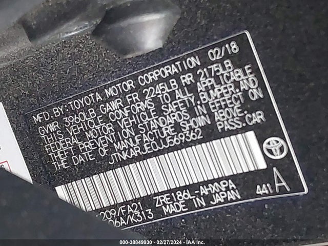 Toyota COROLLA IM 2018 JTNKARJE0JJ569362 Image 9