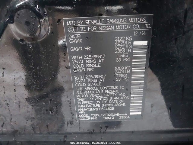 Nissan ROGUE SV 2015 KNMAT2MV1FP524609 Image 9