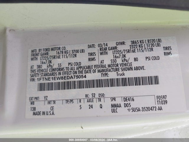 Ford E-150 Commercial 2014 1FTNE1EW8EDA75054 Image 9