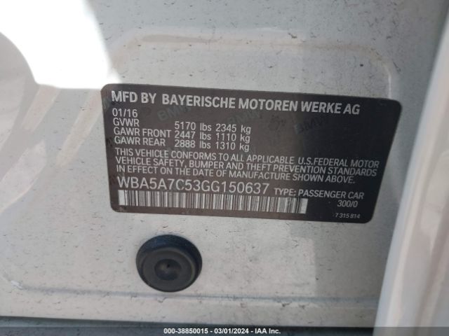 2016 BMW 528I WBA5A7C53GG150637 Photo 8