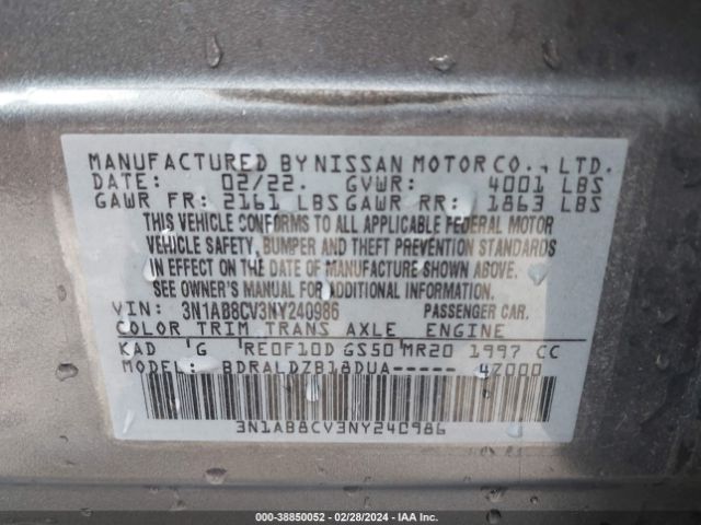 3N1AB8CV3NY240986 Nissan Sentra Sv Xtronic Cvt