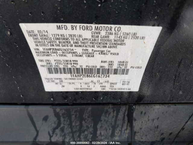1FAHP2E86EG163734 Ford TAURUS SEL