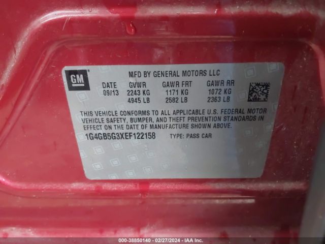 1G4GB5G3XEF122158 Buick Lacrosse Leather Group