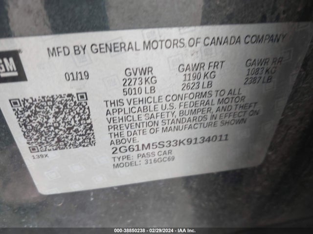 2G61M5S33K9134011 Cadillac XTS LUXURY