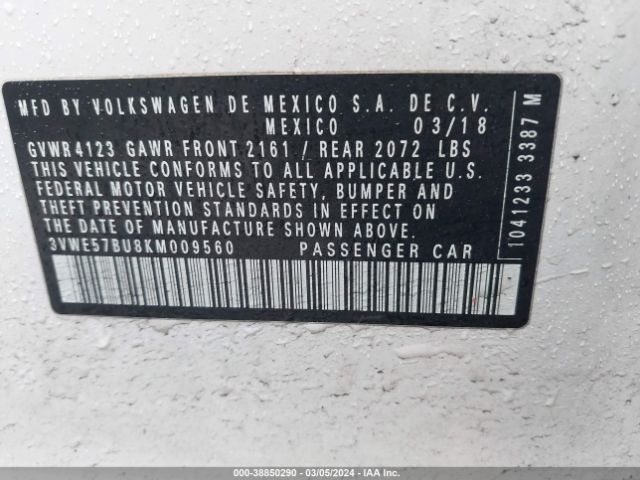 3VWE57BU8KM009560 Volkswagen Jetta 1.4t Sel
