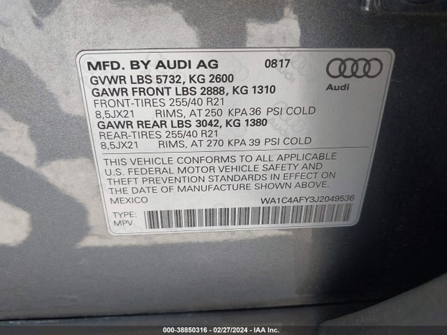 WA1C4AFY3J2049536 Audi Sq5 3.0t Premium Plus