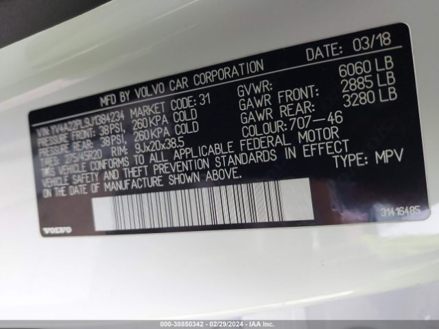 YV4A22PL9J1384234 Volvo Xc90 T6 Inscription