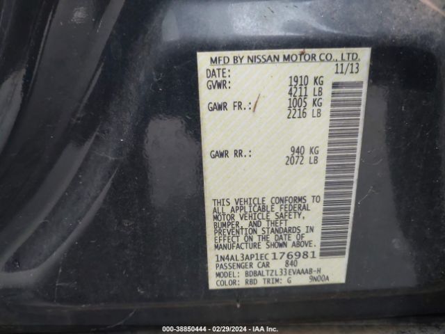 1N4AL3AP1EC176981 Nissan Altima 2.5 Sv