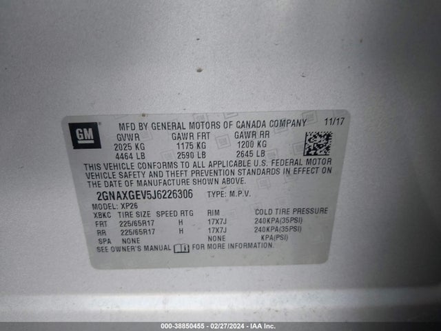Chevrolet Equinox L 2018 2GNAXGEV5J6226306 Image 9