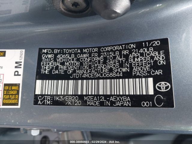 JTDT4MCE5MJ068844 Toyota Avalon Hybrid Xle