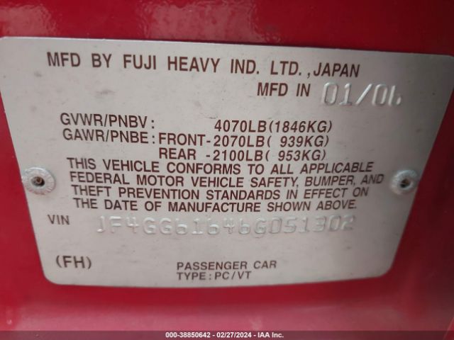 2006 SAAB 9-2X JF4GG61646G051302 Photo 8