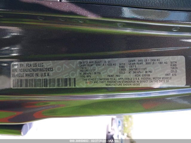 1C4HJXDN0MW672433 Jeep Wrangler Unlimited Freedom 4x4