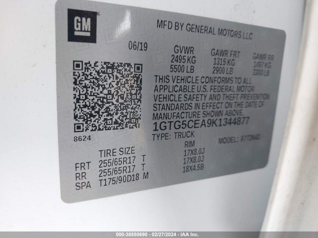 GMC CANYON SLE 2019 1GTG5CEA9K1344877 Image 9