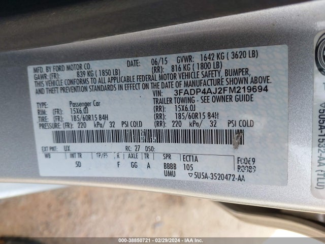 Ford FIESTA S 2015 3FADP4AJ2FM219694 Image 9