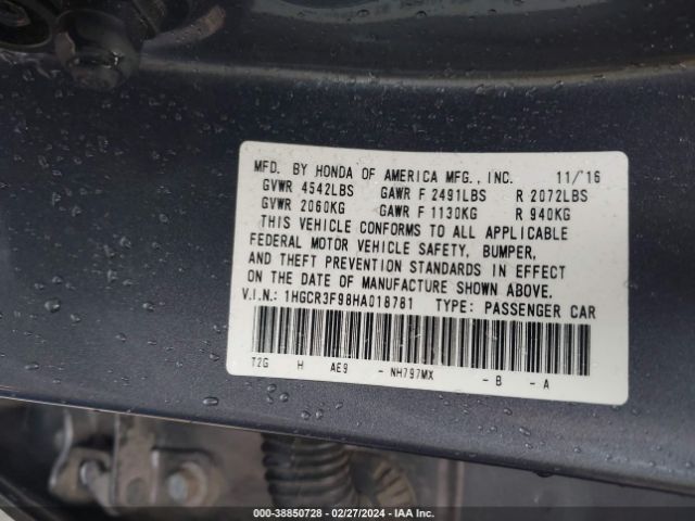 1HGCR3F98HA018781 Honda Accord Touring V6