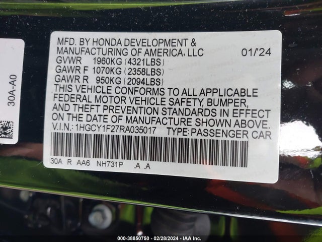 Honda ACCORD LX 2024 1HGCY1F27RA035017 Image 9