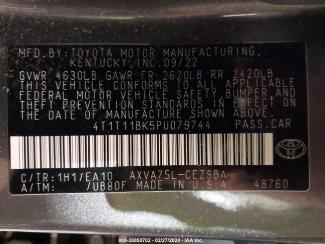 4T1T11BK5PU079744 Toyota Camry Se Awd