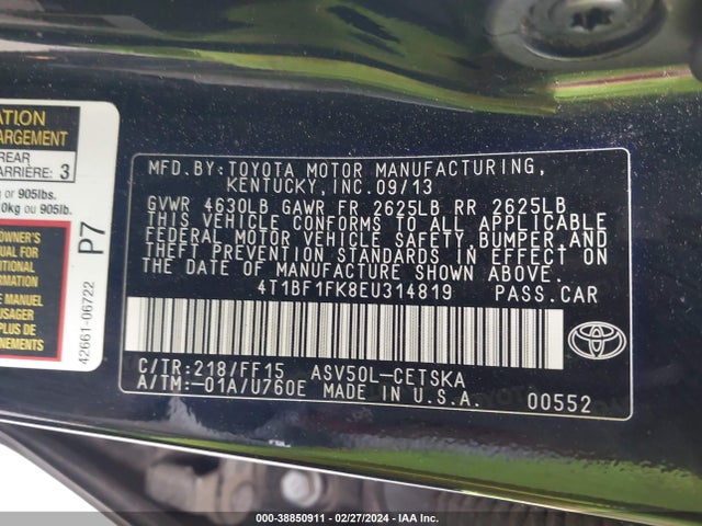 Toyota CAMRY SE 2014 4T1BF1FK8EU314819 Image 9