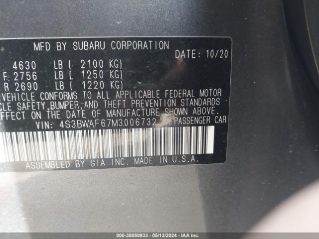 4S3BWAF67M3006732 Subaru Legacy Premium